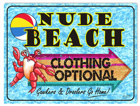 Nude Beach Metal Sign