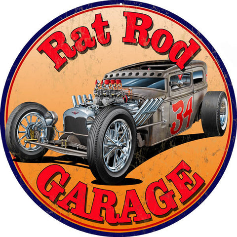 Vintage Rat Rod Garage Metal Sign