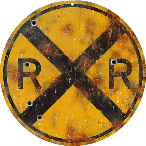 Vintage Railroad Crossing Metal Sign