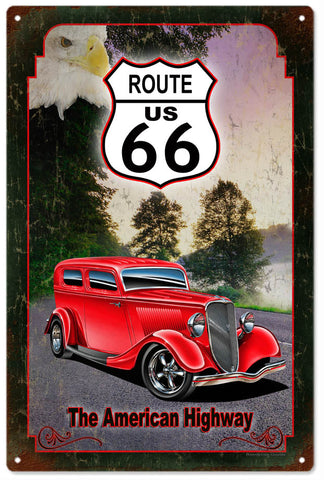 Vintage Route 66 Automobile Metal Sign