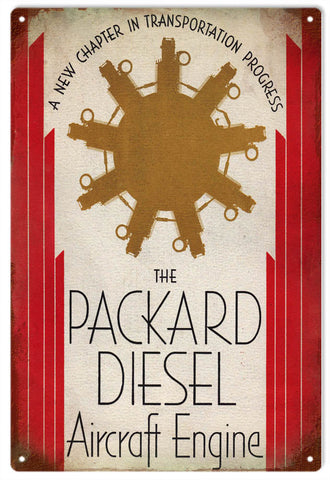 Vintage Packard Aircraft Engine Metal Sign