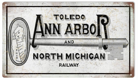 Vintage Toledo Ann Arbor Railway Metal Sign