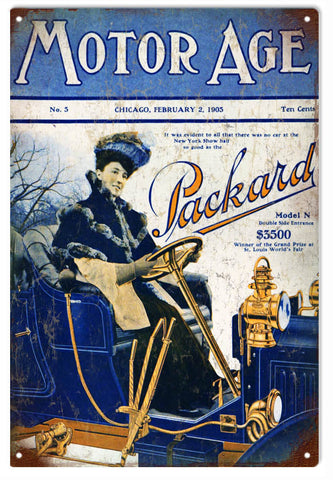 Vintage Motor Age Packard Metal Sign