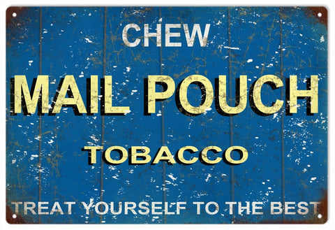 Blue Chew Mail Pouch Tobacco Metal Sign
