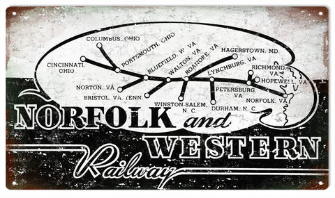 Vintage Norfolk And Western Railway Metal Sign