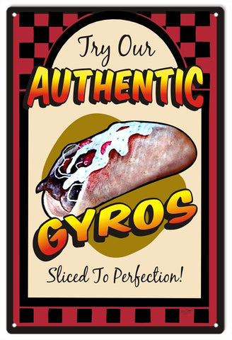 Vintage Authentic Gyros Metal Sign