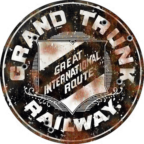 Vintage Grand Trunk Railway Metal Sign
