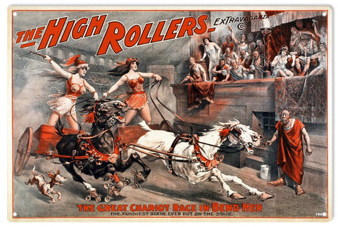 Vintage High Rollers Extravaganza Metal Sign