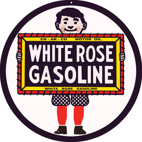 White Rose Gasoline Metal Sign