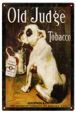 Vintage Old Judge Tobacco Metal Sign