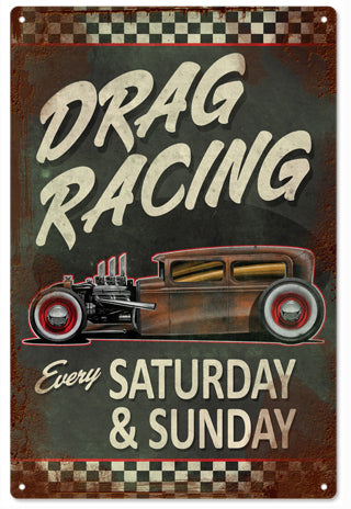 Drag Racing Metal Sign