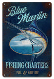Blue Marlins Fishing Charters Metal Sign