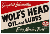 Wolfs Head Oil And Lube Metal Sign