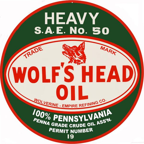 Wolfs Head Oil Metal Sign