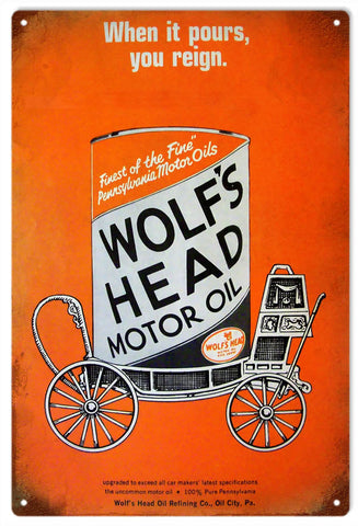 Vintage Wolfs Head Motor Oil Metal Sign