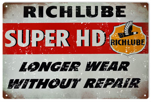 Vintage Richlube Super HD Metal Sign