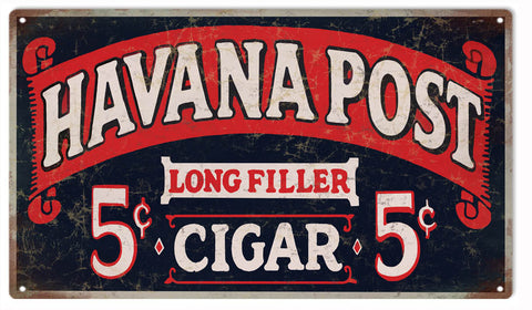Vintage Havana Post Cigar Metal Sign