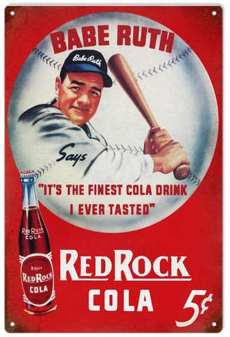 Vintage Babe Ruth Cola Metal Sign