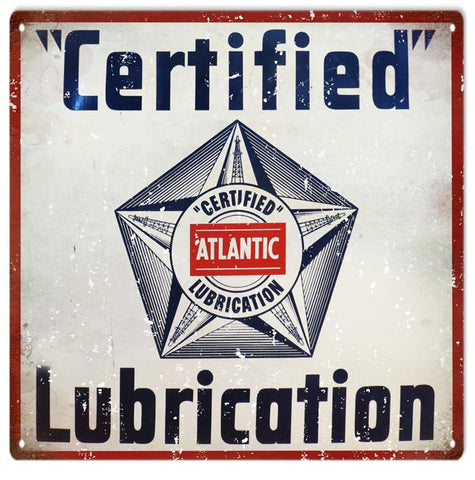 Vintage Atlantic Lubrication Metal Sign