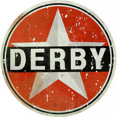 Vintage Derby Gasoline Metal Sign