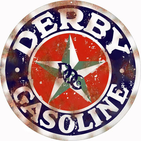 Vintage Derby Gasoline Metal Sign
