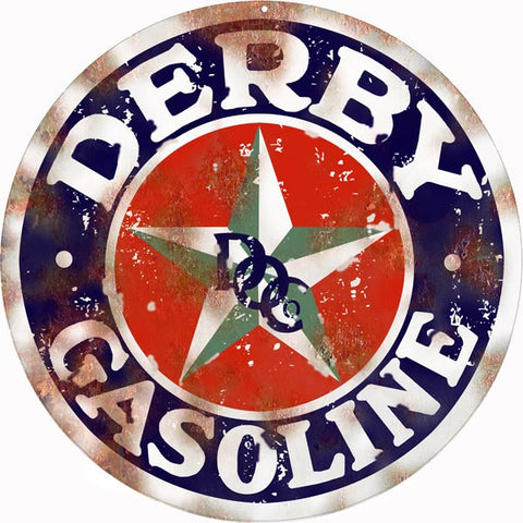 Vintage Derby Gasoline Metal Sign
