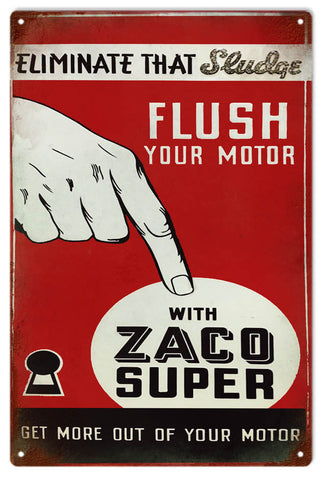 Vintage Zaco Super Motor Oil Metal Sign