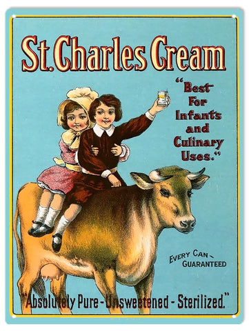 St.Charles Cream Metal Sign