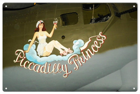 Vintage Nose Art Piccadilly Princess Metal Sign