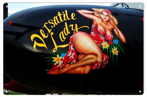 Timeless Nose Art Versatile Lady Metal Sign
