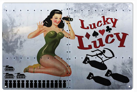 Timeless Nose Art Lucky Lucy Metal Sign