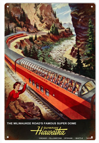 Vintage Olympian Hiawatha Metal Sign