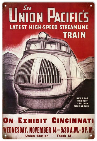 Vintage Union Pacific Train Metal Sign