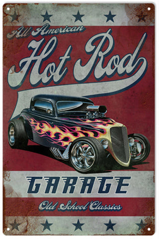 Hot Rod Garage Metal Sign