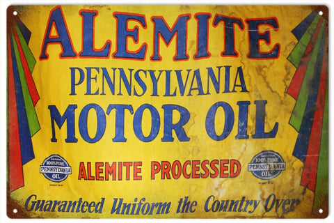 Vintage Alemite Motor Oil Metal Sign