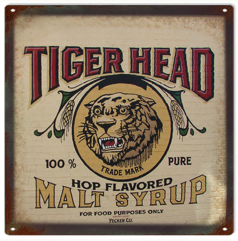 Vintage Tiger Head Syrup Metal Sign