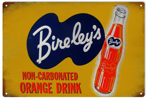 Vintage Bireleys Orange Drink Metal Sign