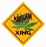 Marijuana Crossing Metal Sign
