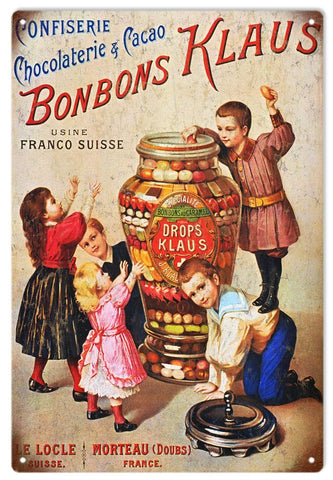 Vintage Chocolate Bonbons Metal Sign
