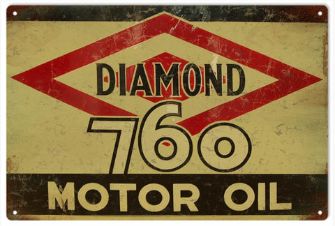 Vintage Diamond Motor Oil Metal Sign