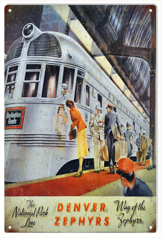 Vintage Denver Zephyrs Railroad Metal Sign