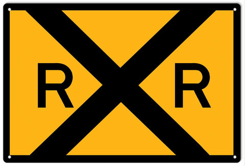 Railroad Crossing Metal Sign