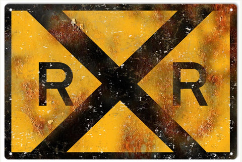 Vintage Railroad Crossing Metal Sign