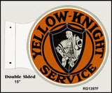 Yellow Knight Service Flange Metal Sign