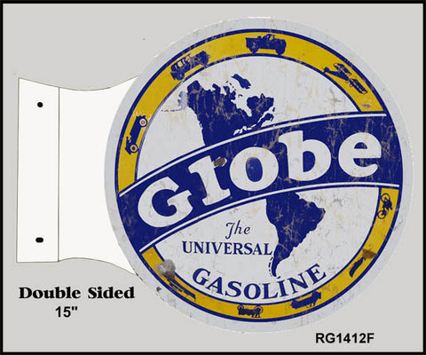 Vintage Globe Gasoline Flange Metal Sign
