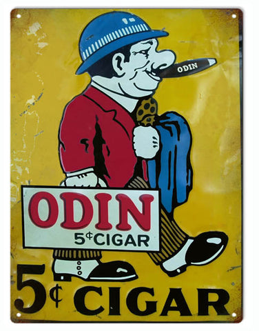 Vintage Odin Cigar Metal Sign