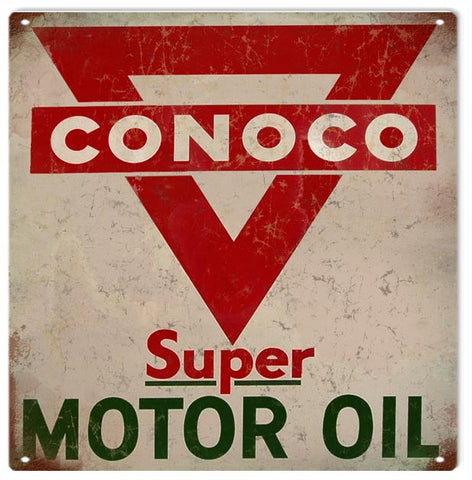 Vintage Conoco Motor Oil Metal Sign