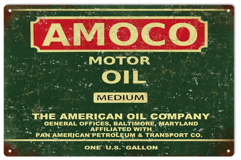 Vintage Amoco Motor Oil Metal Sign