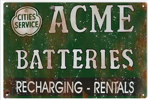 Vintage Acme Batterie Metal Sign