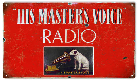 Vintage His Masters Voice Vintage Metal Sign